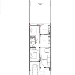 Planta baixa mostrando a disposição dos cômodos de uma residência.