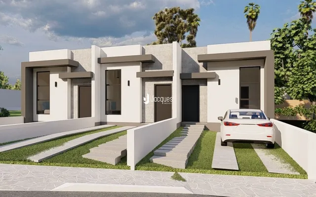Fachada moderna de uma casa em Lajeado, Brasil.