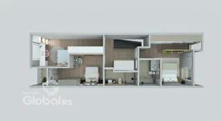 Esta é uma visualização de um apartamento moderno em Lajeado.