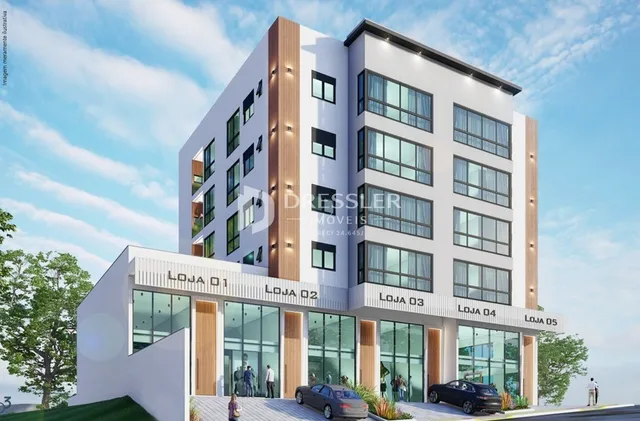 Fachada moderna de um prédio residencial ou comercial em Lajeado.