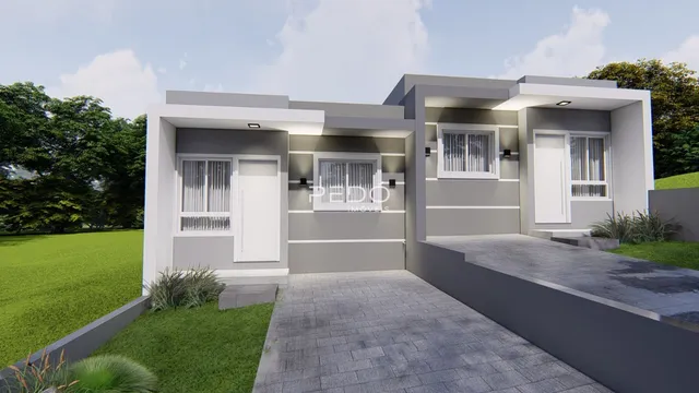 Fachada moderna de uma residência em Lajeado, Brasil.