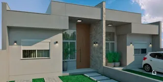 Foto da fachada de uma residência moderna em Lajeado.