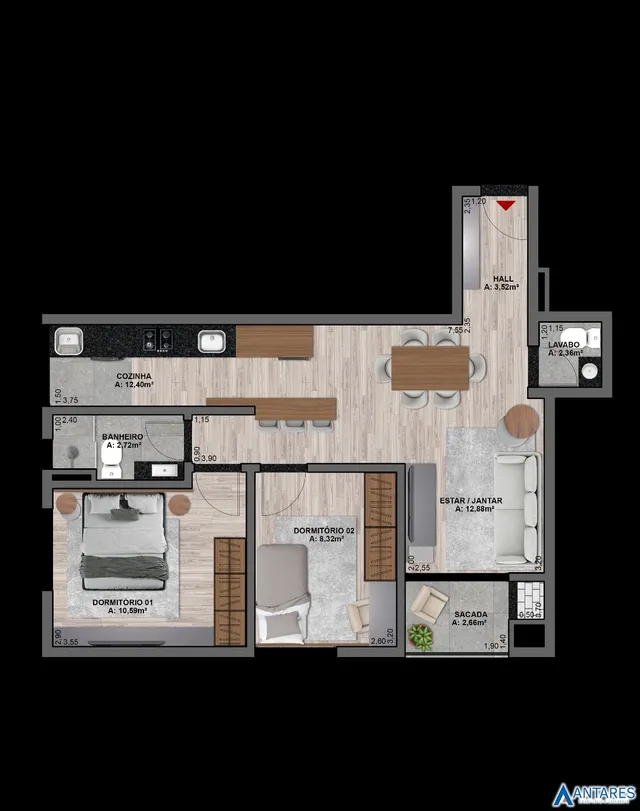Apartamento com 2 dormitórios, foto 2