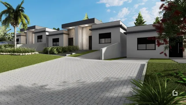 Fachada de uma casa moderna em Lajeado, Brasil.