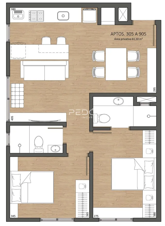 Planta baixa de um apartamento.
