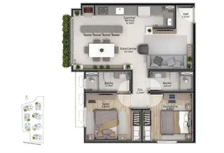 Planta baixa de um apartamento em Lajeado, Brasil.