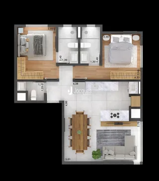 planta baixa de um apartamento em Lajeado, Brasil.