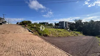 Vista da rua pavimentada em Lajeado, Brasil, com vegetação ao redor.