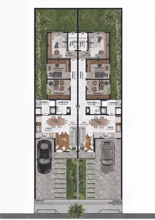 Planta baixa de um imóvel residencial mostrando a distribuição dos cômodos.