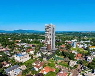 Vista aérea de uma área residencial em Lajeado, Brasil.