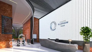 Hall de entrada moderno com paredes texturizadas e teto com ripas.