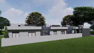 Foto da fachada de uma casa térrea em Lajeado, Brasil, com jardim frontal.