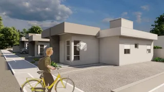 A fachada de uma casa moderna em Lajeado, Brasil.