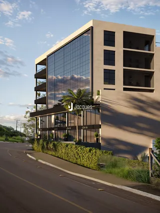 Vista externa de um edifício comercial em Lajeado, Brasil.