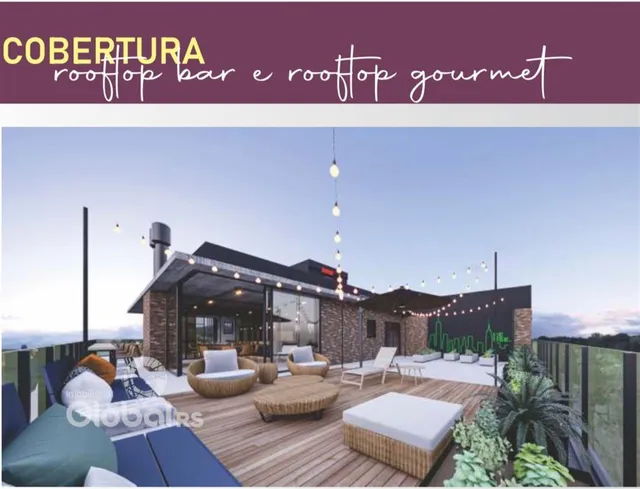 Vista de um espaço gourmet em terraço de cobertura.