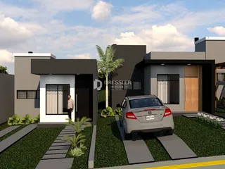 Fachada moderna de uma residência em Lajeado, Brasil.