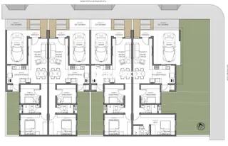 Planta baixa de um apartamento mostrando a disposição dos cômodos e ambientes.