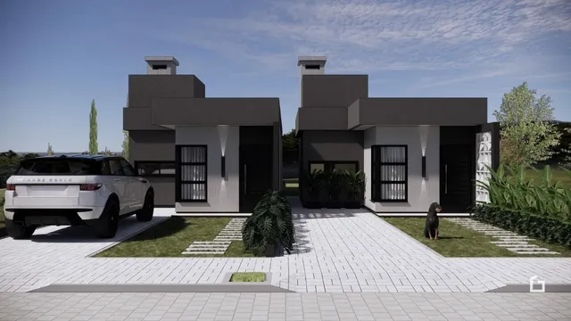 Fachada moderna de uma residência em Lajeado, Brasil.