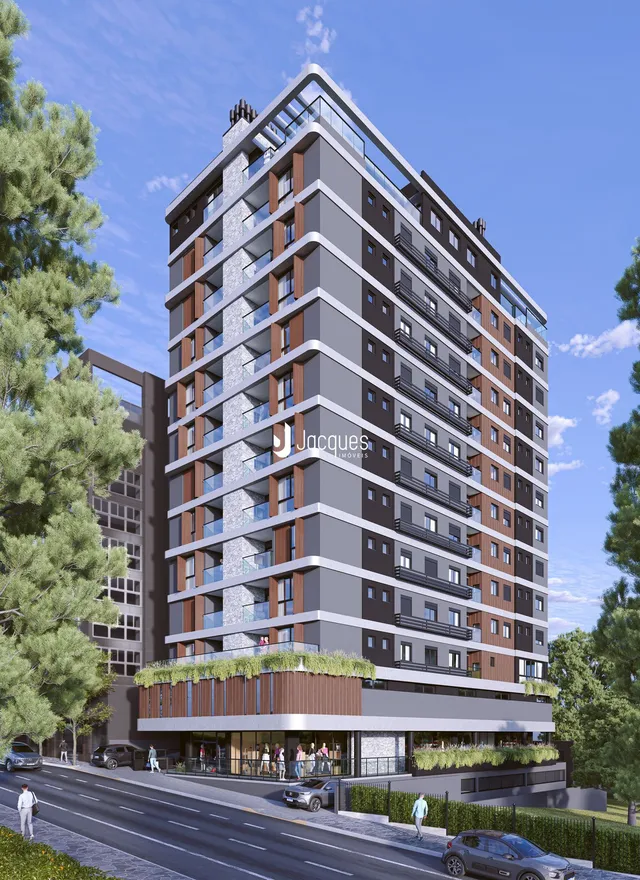 Vista externa de um edifício residencial moderno em Lajeado, Brasil.