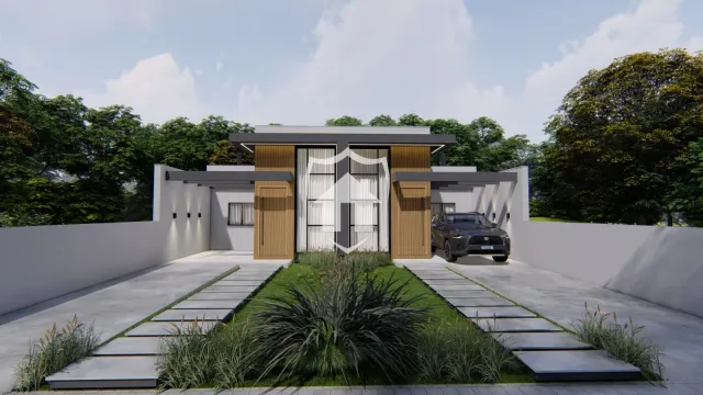 Fachada moderna de uma residência em Lajeado, Brasil.