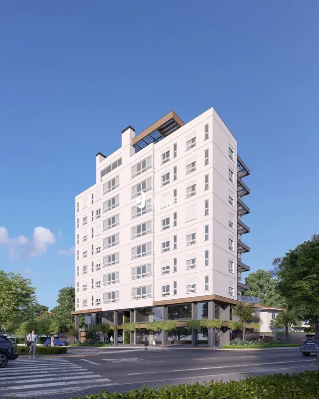 Fachada de um prédio residencial moderno em Lajeado.