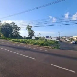 Vista da rua com vegetação ao lado em Lajeado, Brasil.