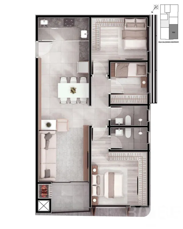 Apartamento com 3 dormitórios, foto 2