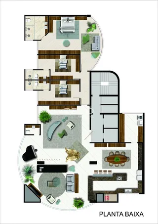 Planta baixa da casa em Lajeado, mostrando o layout da planta baixa.
