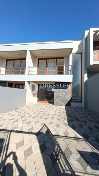 Fachada de uma residência moderna em Lajeado, Brasil.