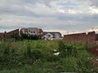 Vista externa de casas com vegetação alta no primeiro plano.