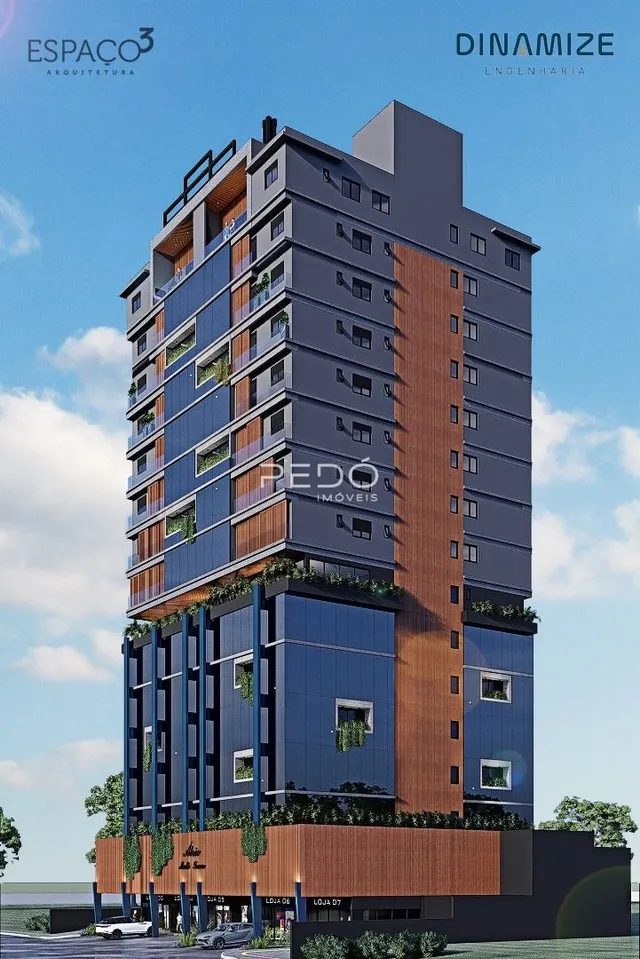 Fachada de um prédio residencial moderno em Lajeado.