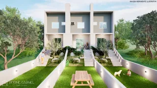 Fachada de uma casa moderna com jardim exuberante em Lajeado, Brasil.