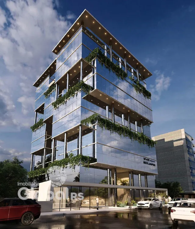 Fachada moderna de um edifício comercial em Lajeado, Brasil.