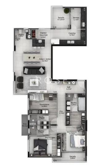 Apartamento com 3 dormitórios, foto 2