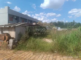 Vista externa de uma residência com vegetação alta no primeiro plano.