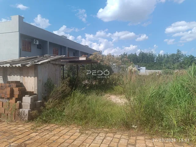 Vista externa de uma residência com vegetação alta no primeiro plano.