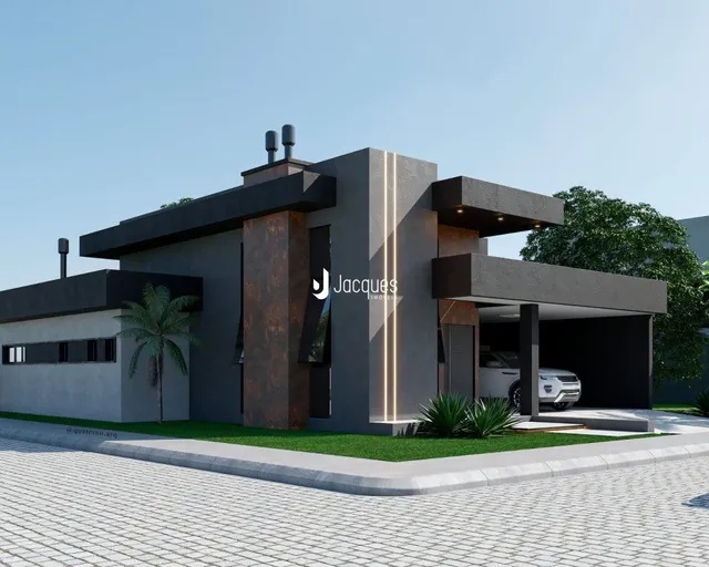 Fachada moderna de uma residência em Lajeado, Brasil.