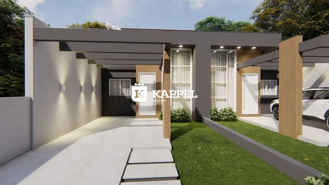 Fachada moderna de uma residência em Lajeado, Brasil.