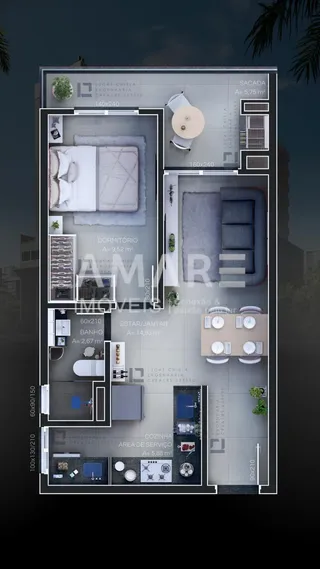 Apartamento com 1 dormitório, foto 2