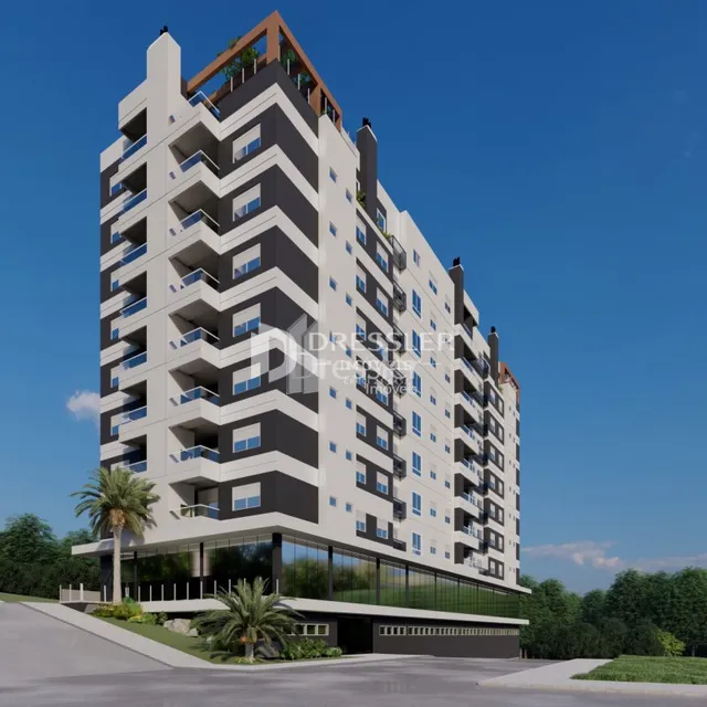 Fachada moderna de um prédio residencial em Lajeado, Brasil.