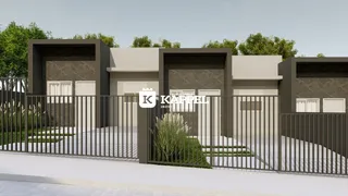 Fachada de uma residência moderna com cerca de metal em Lajeado, Brasil.