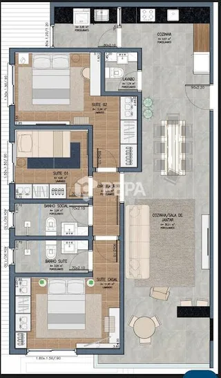Apartamento com 3 dormitórios, foto 3