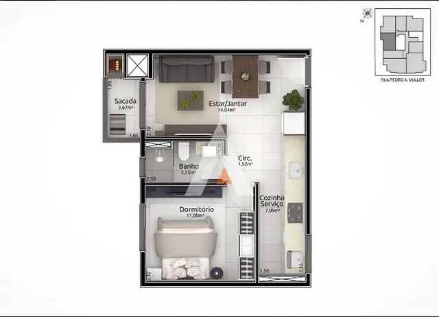 Apartamento com 1 dormitório, foto 3