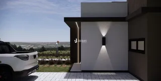 A fachada moderna de uma casa em Lajeado, Brasil.