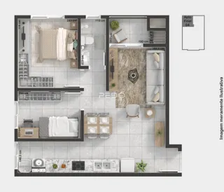 Planta baixa de um apartamento em Lajeado, Brasil.