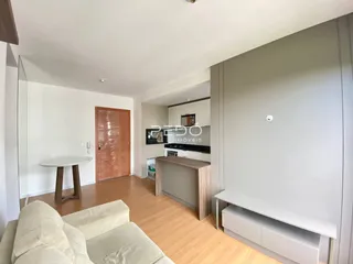 Sala de estar com piso de madeira clara e sofá