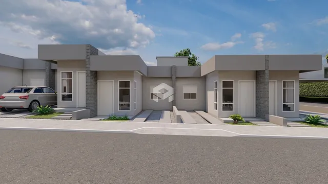 Fachada moderna de uma casa em Lajeado, Brasil.