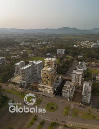 Vista aérea de um bairro residencial em Lajeado, Brasil.