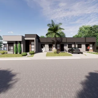 Fachada de uma casa moderna em Lajeado, Brasil.