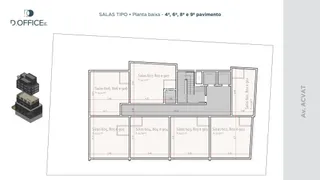 Planta baixa mostrando o layout das salas dos pavimentos 4º, 6º, 8º e 9º.